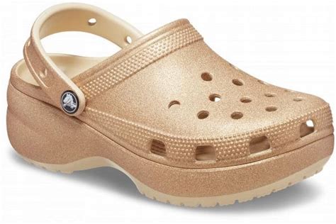 Damskie Buty Chodaki Klapki Crocs Classic Platforma Glitter Clog