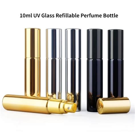 Ml Portable Uv Glass Refillable Perfume Bottle With Aluminum Atomizer