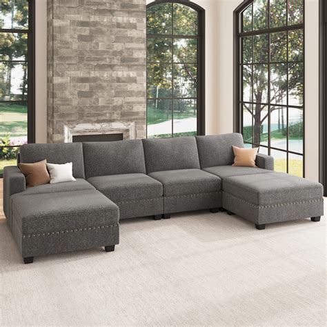 Wade Logan® Anureet U shaped Modular Sectional Sofa with Storage Chaise ...