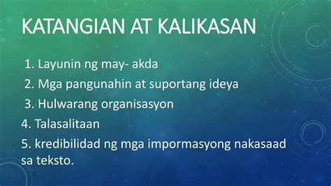 Katangian At Kalikasan Ng Ibat Ibang Uri Ng Tekstopptx