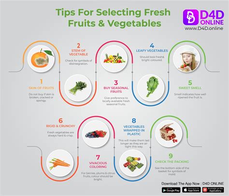 Tips To Select Fresh Fruits Vegetables Infographics