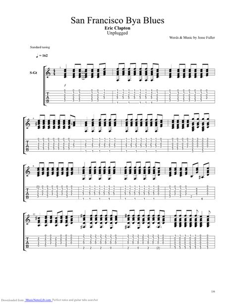 San Francisco Bay Blues Guitar Pro Tab By Eric Clapton Musicnoteslib