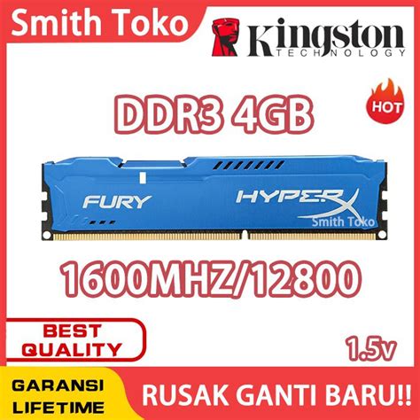 Jual RAM KINGSTON HYPER X FURY GAMING DDR3 4GB PC 12800 1600Mhz