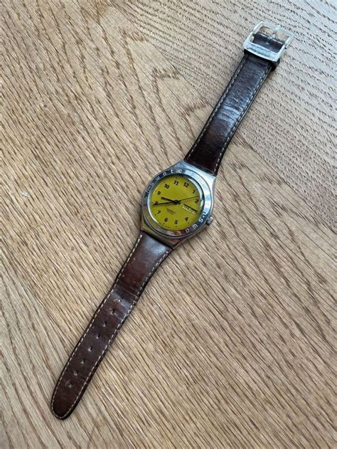 Swatch Aus Edelstahl Mit Lederarmband Kaufen Auf Ricardo