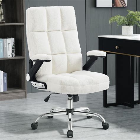 Amazon YAMASORO High Back White Teddy Velvet Office Chair Home