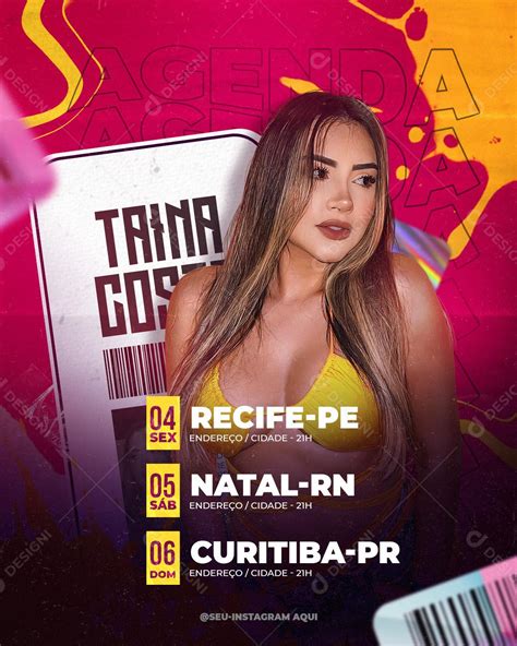 Flyer Agenda De Shows Artista Thaina Costa Social Media PSD Editável