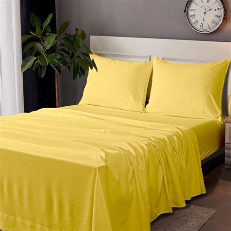 Ntbay Microfiber Bed Sheets Set 1800 Series Soft Sheet Set 4 Piece Queen Yellow Shop