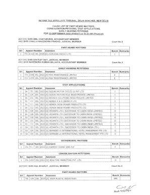 Fillable Online Income Tax Appellate Tribunal Delhi Benches New Delhi