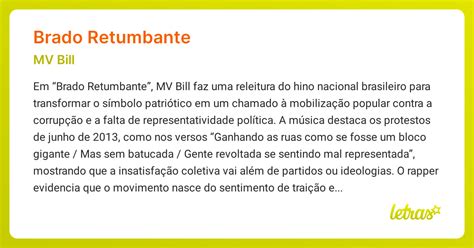 O Que Significa Brado Retumbante - Significado da música BRADO RETUMBANTE (MV Bill) - LETRAS.MUS.BR