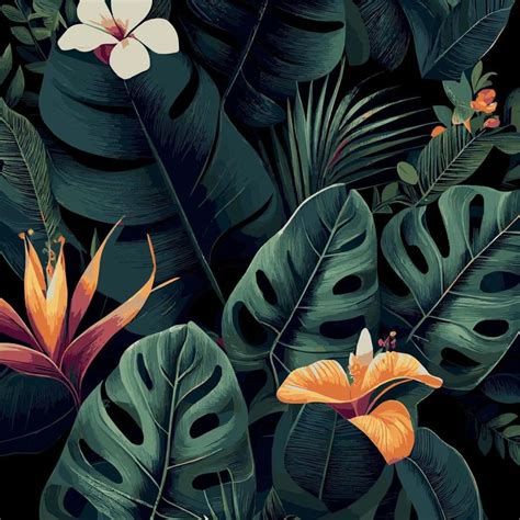 Fundo Verde Floresta Tropical Monstera Folhas Folhas De Palmeira