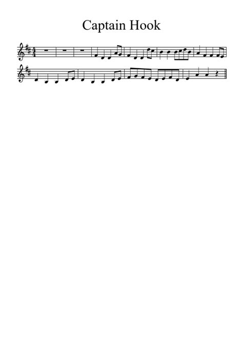 Captain Hook Sheet Music For Piano Solo Easy