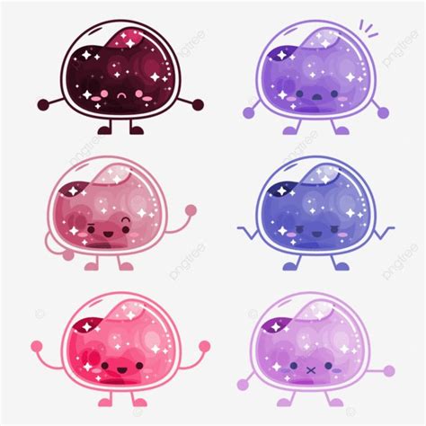 four cute little jellys with stars on them, cartoon, character png and psd