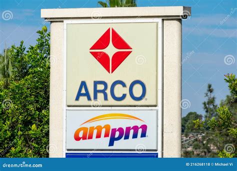 ARCO Ampm Sign and Logo Advertises Gas Station and a Convenience Chain ...