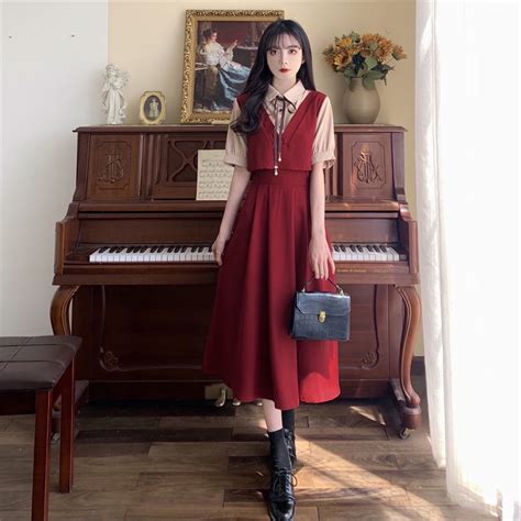 Large Size Suit High Waist Stitching False Two Piece Dress Women S Summer Korean Preppy Dress