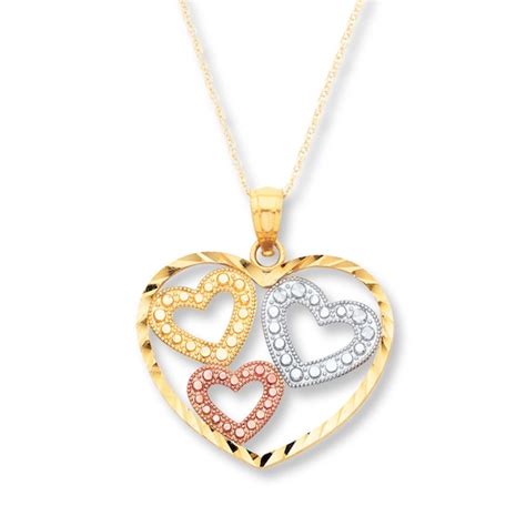 Heart Necklace 10k Tri Tone Gold Kay