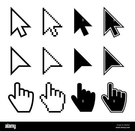 Clicking Mouse Cursors Computer Finger Pointers Vector Set Mouse