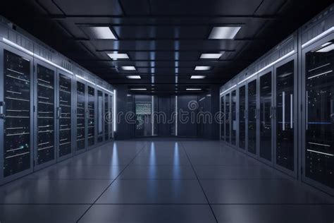 Rows of Server Racks in a Data Center Hallway Stock Illustration ...