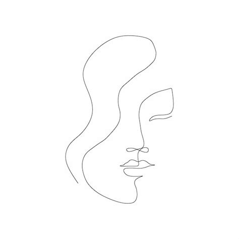 Dessin Au Trait Continu Du Visage D Une Belle Fille Dessin Au Trait