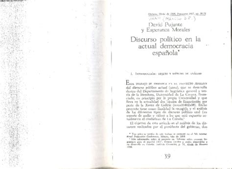 Pdf Discurso Político En La Actual Democracia Española David