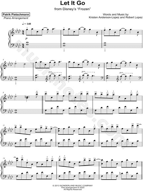 Patrik Pietschmann Let It Go Sheet Music Piano Solo In Ab Major Download And Print Sku