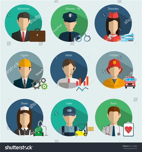 Professions Vector Flat Icons Stock Vector Royalty Free 412125880