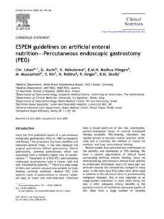 ESPEN guidelines on artiﬁcial enteral nutrition espen guidelines