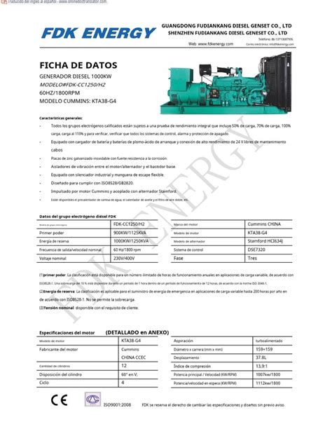 Grupo Electrogeno Pdf Inyección De Combustible Ingenieria Eléctrica