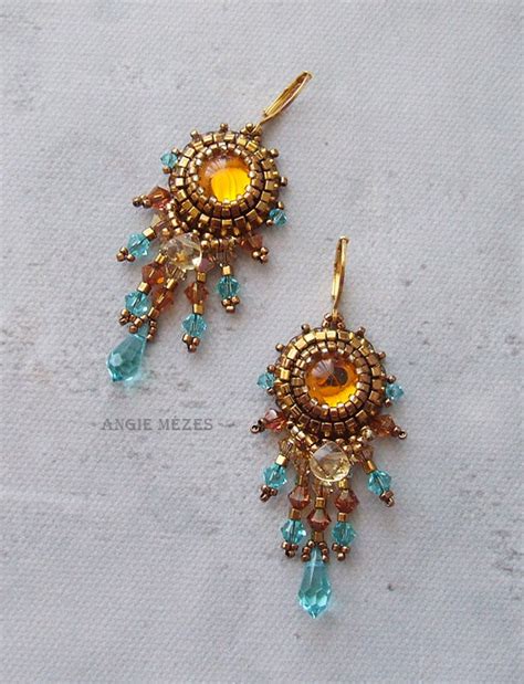 Beaded Earrings Diy Kit Beading Pattern And Material Bead Embroidery