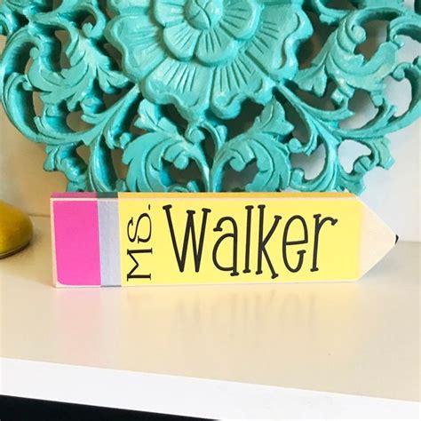 Desk Name Plate Teacher Pencil Sign Teacher Appreciation Gift Etsy