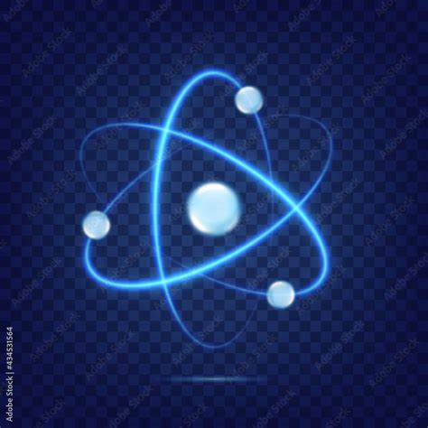 Atom Icon Isolated On Transparent Background Fusion Orbit Spin Neon