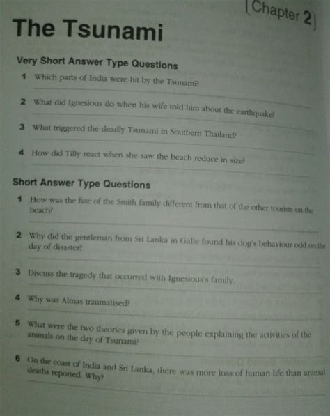 Class 8 Ncert Book Chapter 2 The Tsunami Some Extra Question Without The Exercises Question