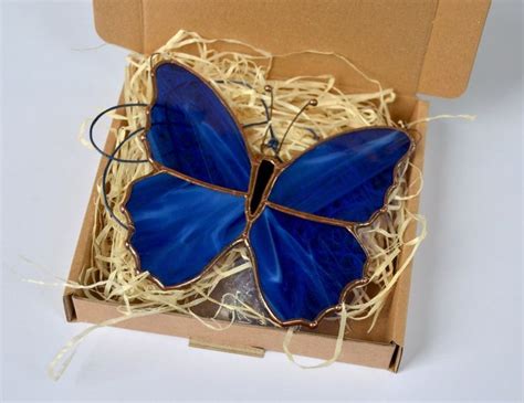 Stained Glass Butterfly Suncatcher Hanging Glass Morpho Etsy En