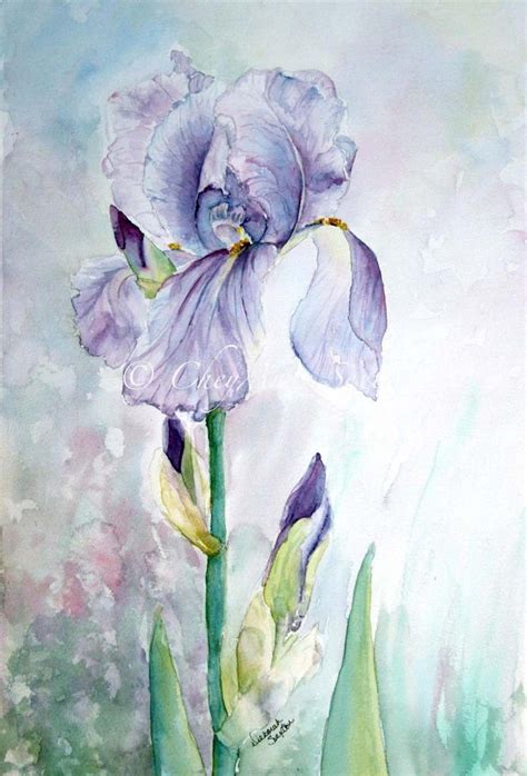 Purple Iris Watercolor Giclee Print Fine Art Home Decor 12x18 Etsy