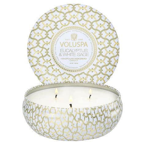 Voluspa Eucalyptus White Sage 3 Wick Candle 40h Hairsale Se