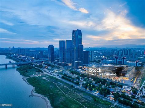 Modern City Skyline Night View China Stock Photo - Download Image Now ...