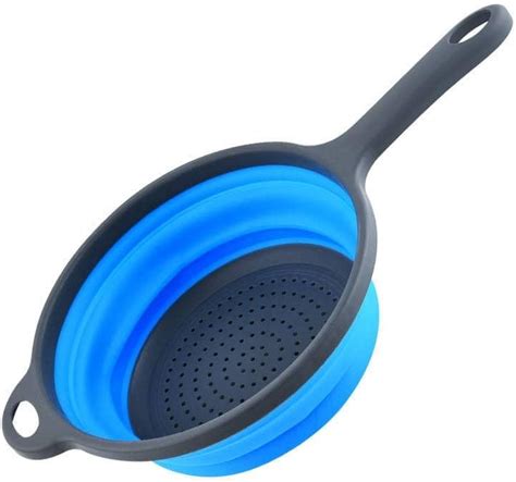 Collapsible Colander With Handle Foldable Silicone Strainer Colander