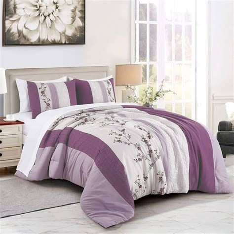 Mainstays Pc Roses Comforter Set Plum Full Queen Shams Dec Pillows