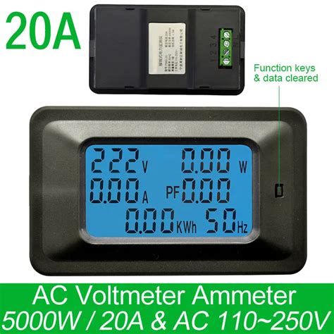 Compteur De Tension Numérique Ac220 V 20a Écran Lcd 5kw Voltmètre