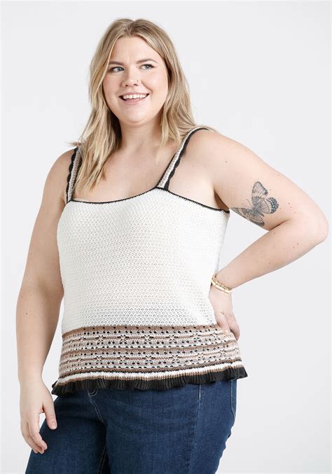 Womens Crochet Sweater Tank Warehouse One