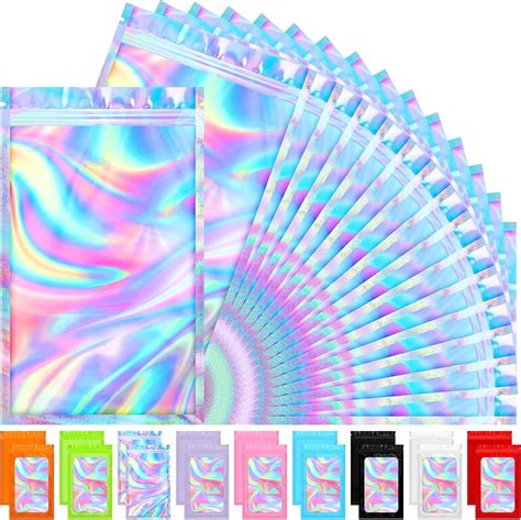 Fitimor Mylar Bags 100 Pcs Holographic Bags Smell Proof