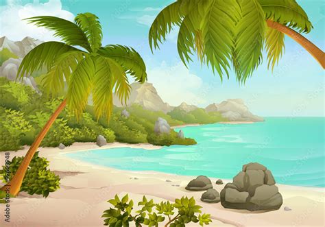 Tropical beach vector background Stock Vector | Adobe Stock