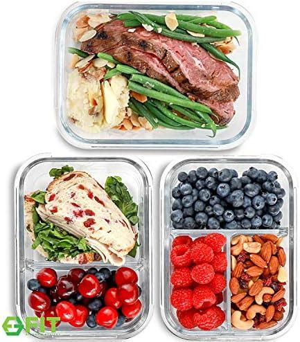 Amazon PrepNaturals Glass Meal Prep Containers Glass 2 Compartment