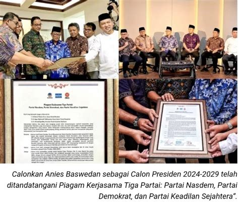 Tandatangani Piagam Kerjasama Nasdem Demokrat Dan Pks Tetapkan Anies