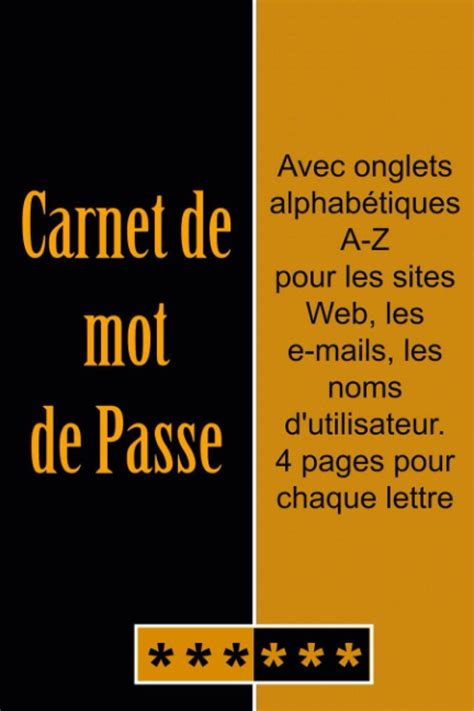 Amazon Carnet de Mot de Passe Avec onglets alphabétiques A Z pour