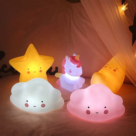 Creative Ins Cute Led Night Light Table Lamp Kids Girl Room Decorative