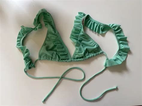 Top De Bikini Triángulo Con Volados Talle 2 90 Verde 2 Verde MercadoLibre