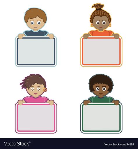 Kids Holding Signs Royalty Free Vector Image Vectorstock