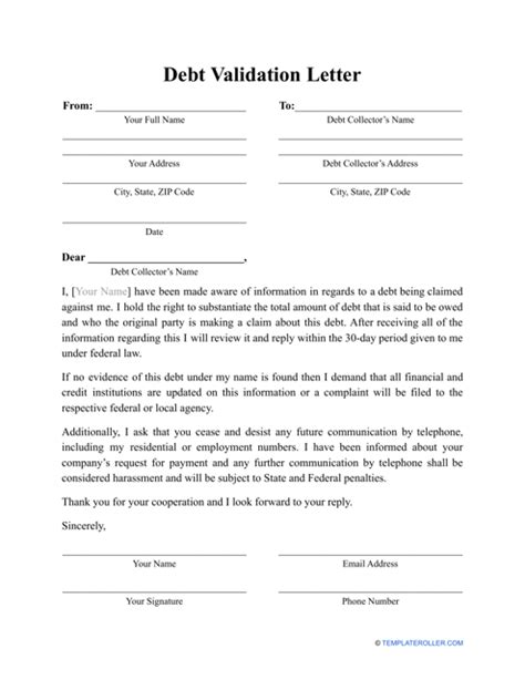 Debt Validation Letter Template Download Printable Pdf Templateroller