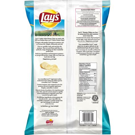 Lays Wavy Potato Chips Nutrition Label