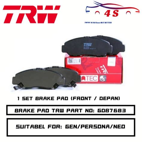 TRW Proton Gen2 Persona Front Brake Pad GDB7683 Disc Pad 1SET